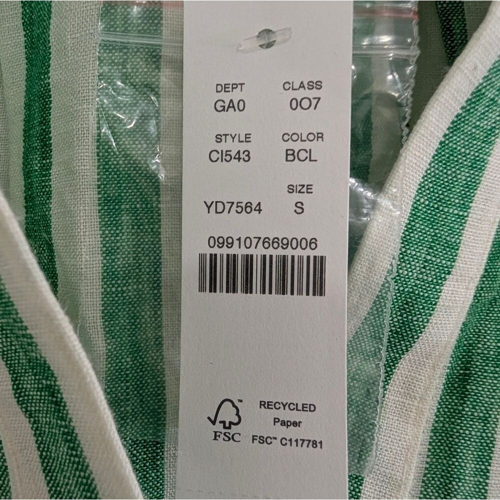 J.Crew NWT Green Striped Cabana Linen Top S Coastal Preppy Spring Minimalist - Picture 6 of 8